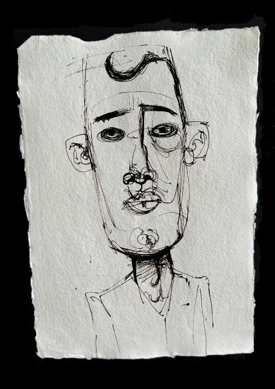 Black line Drawing of Man