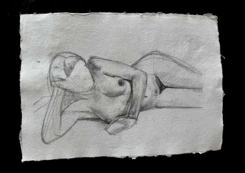 Woman laying down pencil