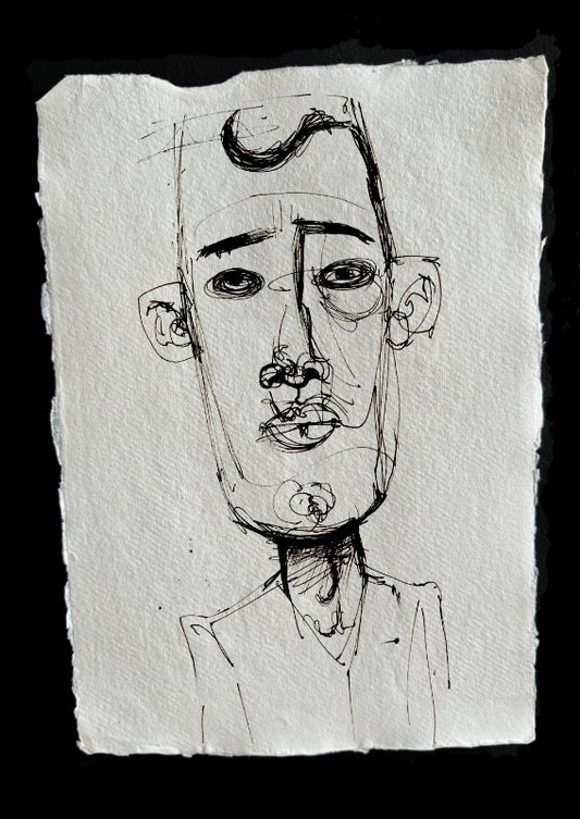 Black line Drawing of Man