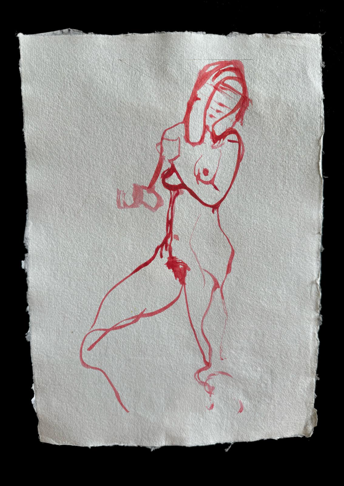 Red figure in motion
