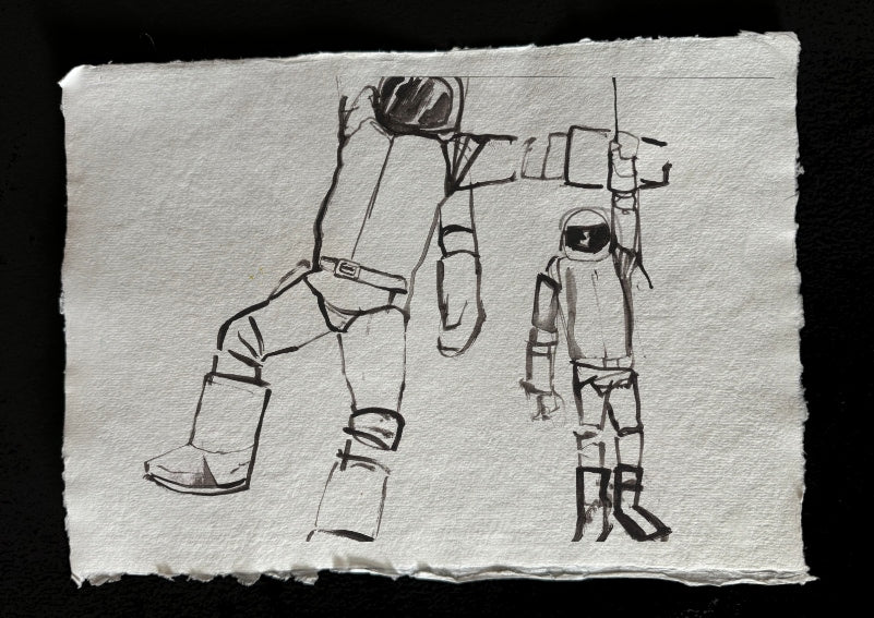 Spaceman ink drawing