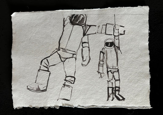 Spaceman ink drawing
