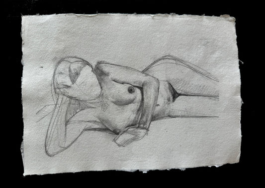 Woman laying down pencil