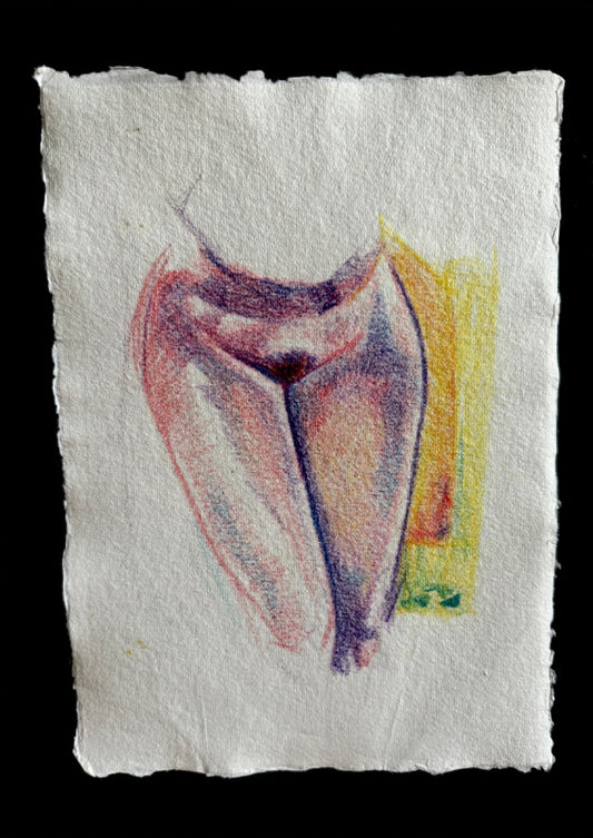 Nude woman figure with color pencil